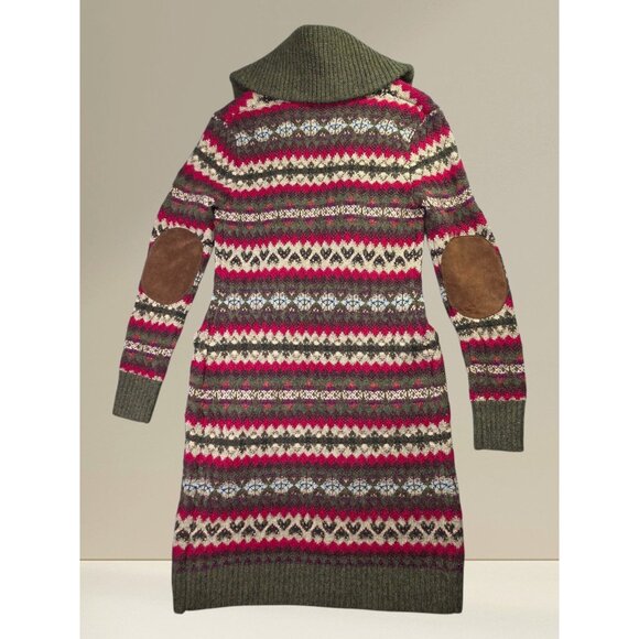 RRL Ralph Lauren Sweater Women 1 S Green Fair Isle Cardigan Duster Alpaca NEW - Picture 2 of 14